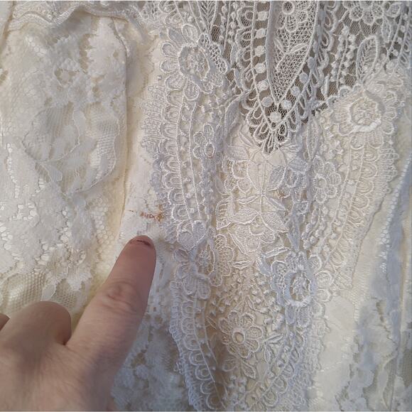 Vintage Jessica McClintock Wedding Gown Lace Bodice Satin Skirt Size 8 - Picture 9 of 16